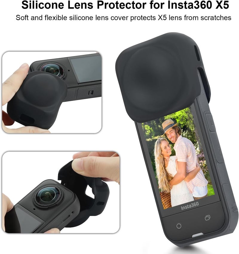 Gamorek Carrying Case Bag for Insta360 X5, Silicone Lens Cap, 2-Pack Screen Protector with Tools, Protective Accessories Kit for Insta360 X5 - Image 3